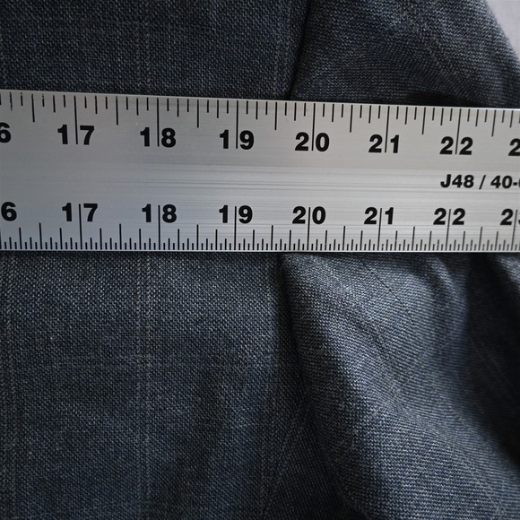 Jos A Bank‎ 44L Blue Windowpane Silk Wool Mens Suit Jacket Blazer Sport Coat - Picture 10 of 16